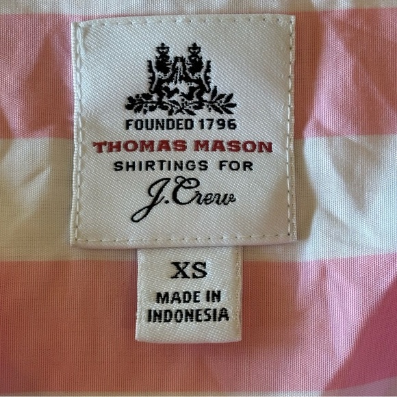 Thomas Mason for J Crew XS Preppy pink and white stripe pop over shirt top - Picture 3 of 8